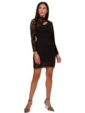 Adrianna Papell Black Lace Evening Dress Formal Party Wedding Event Size 22W